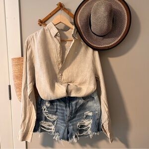 Ketty Tinoco Linen Button-Up – Size L – Made in Colombia